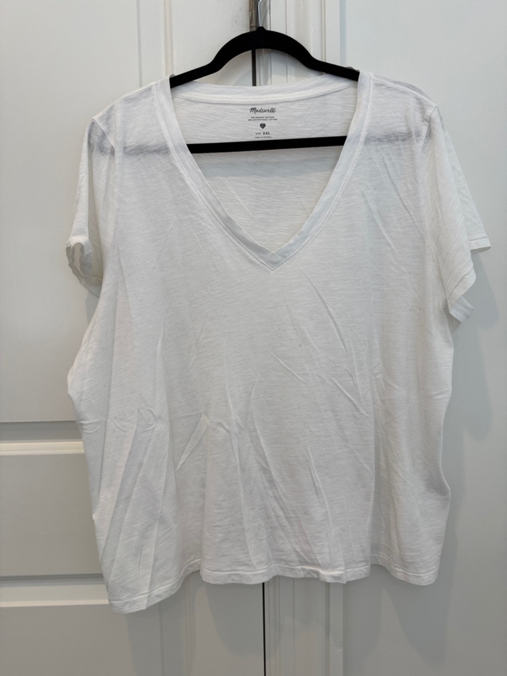 Madewell Whisper Lightweight Cotton V-Neck T-Shirt Size XXL Optic White